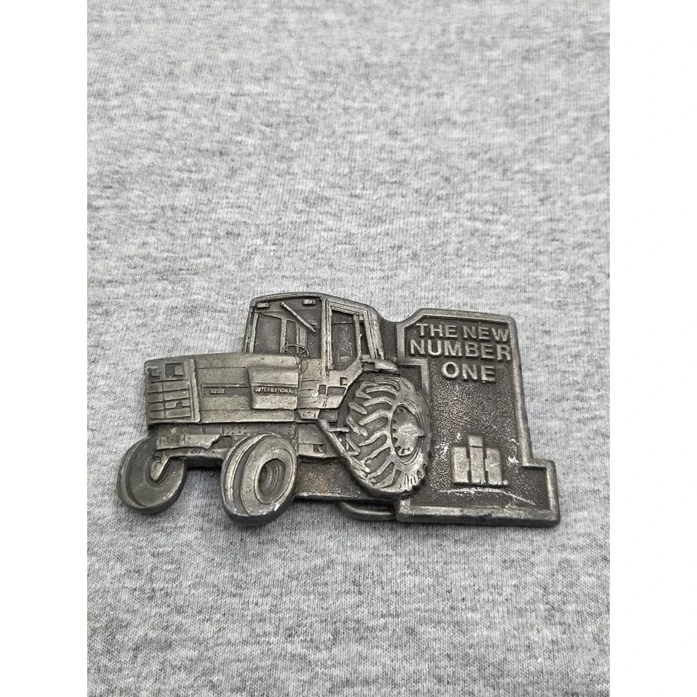 Vintage International Harvester New Number One Tractor Pewter Belt Buckle Farm